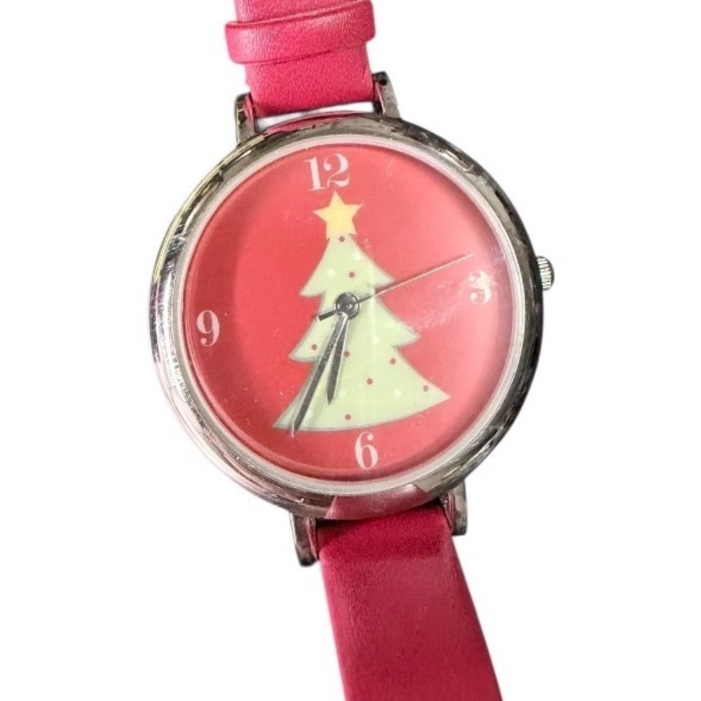 Festive FMD Christmas Tree Watch red Faux Leather Strap FMDCW002 Japan Movt - Picture 2 of 7